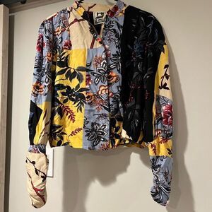 Women’s Patchwork Zip Front Blouse